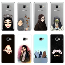 Capa de telefone para samsung galaxy, silicone islâmico muçulmano hijab, tampa traseira macia para samsung galaxy c5 c7 c8 2024 - compre barato