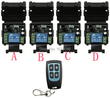 DC12V 1CH sem fio RF sistema de comutação controle remoto 1 transmissor e 4 receptor Para janela de Código Aprendizagem relé/Garagem portas