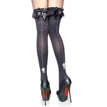 Hot Sale Women Sexy Spider web Stockings Sheer Black Lace Top thigh high stocking Sexy Lingerie over knee Bow Stockings 2024 - buy cheap