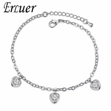 ERLUER Women's Charm Bracelets Heart Crystal AAA Zircon Adjustable Chain Link Silver Color Bracelets & Bangles For Women Gift 2024 - buy cheap