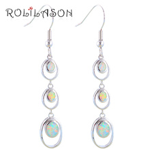 Simple gorgeous gifts Wholesale & Retail White Fire Opal Silver Stamped Drop Earrings Fashion Jewelry Opal Jewelry OE432 2024 - buy cheap