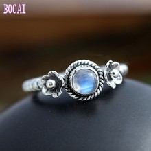 925 silver sterling silver set with natural moonstone woman's ring flower ring 2024 - buy cheap