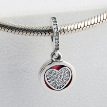 Charm de plata esterlina 925 auténtica para pulsera Pandora Original, cuentas de cristal de corazón, joyería 2024 - compra barato