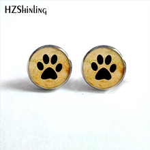 NES-0069  Dog Lovers Earrings Paw Print with Dog Earrings  Lover Jewelry Glass Cabochon Earrings Handmade HZ4 2024 - buy cheap