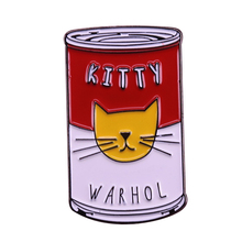 Insignia de gatito Warhol, latas de sopa, pin artístico pop, broche de gato lindo, pintura de Warhol, regalos 2024 - compra barato