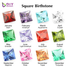 Zircon birthstone Square charms quality 12 colors flating charms for DIY fit for locket pendant LSFC482 2024 - buy cheap