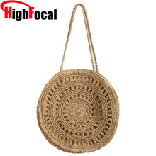 Square Round Straw Bag Handmade Woven Shoulder Bags Handbag Bohemian Summer Straw Beach Bag Travel Shopping Female Tote Zip Bags 2024 - buy cheap