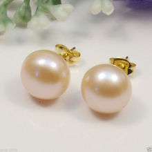 Free shipping ry00847 7-8mm Genuine Natural Pink Cultural Freshwater Pearl  GP Stud Earrings 2024 - buy cheap
