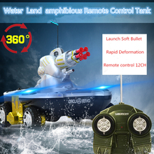 Tanque con Control remoto anfibio, barco de carga, objetivo de lanzamiento plegable para gatear, luz intermitente con rotación de 360 ° 2024 - compra barato