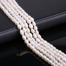 Natural Freshwater Cultured Pearls Beads Rice Shape 100% Natural Pearls for Jewelry Making DIY Strand 14 Inches Size 5-6mm 2024 - buy cheap