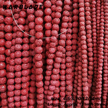 Natural Red Volcanic Stone Beads Black Rock Lava Round Loose Stone Beads 4-14mm For DIY Necklace Bracelet Jewelry Making 2024 - buy cheap