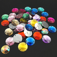 All Colors 14mm Round Rivoli Flat Back Sew On Rhinestone 2 Holes Acrylic Sewing Beads For Clothing and Wedding Dress 2024 - buy cheap