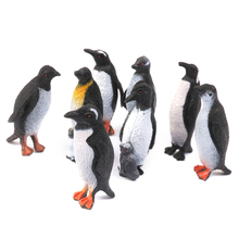 Реалистичная модель пингвина, 8 шт., Жесткая Резиновая фигурка животного 4,5 см/1,77 дюйма, демонстрационная детская сборная игрушка, необычная игрушка 2024 - купить недорого