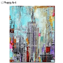 Hand Painted Modern Abstract Oil Painting On Canvas Tall Building Oil Picture Wall Art For Living Room Home Decoration Pictures 2024 - buy cheap