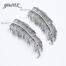 Yuenz 2 pçs antigo prata cor metal pena charme caber diy colar encantos jóias fazendo d317 2024 - compre barato