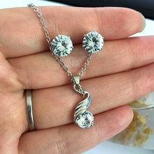 Colar de prata dupla de alta qualidade, brincos com pingente de zircão, joias para mulheres, joias de noiva para casamento 2024 - compre barato