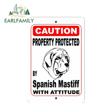 EARLFAMILY 13cm x 8.7cm Property Protected By Spanish Mastiff Dog Breed with Attitude Car Sticker Vinyl Window Car Bumper Decal 2024 - buy cheap