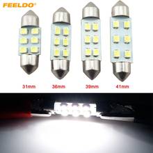 FEELDO 50Pcs Super White 31mm/36mm/39mm/41mm 1210/3528 6SMD Car Auto Festoon Dome LED Light Bulbs 2024 - buy cheap