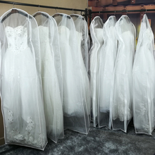 Vestido de noiva dupla face transparente tule/voile capa de poeira com zíper para casa guarda-roupa vestido de casamento bolsa de armazenamento b018 2024 - compre barato