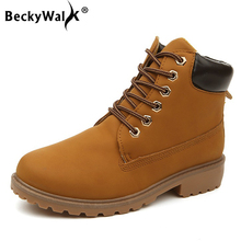 BeckyWalk Women Boots Winter Classic Martin Boots Female Lace-Up Motorcycle Botas Ladies Ankle Snow Boots Women's Shoes WSH2479 2024 - buy cheap