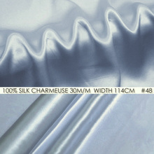 Tela de seda CHARMEUSE satinada, 114cm de ancho, 30momme, 100%, pura, para vestido y Vestidos, gris y azul, NO 48 2024 - compra barato