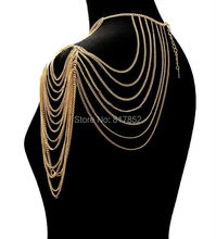 FREE SHIPPING NEW STYLE BY420 GOLD CHAINS SHOULDER JEWELRY MULTI-LAYERS SINGLE SHOULDER Chains JEWELRY 3 COLORS 2024 - buy cheap