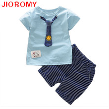 JIOROMY 2019 Summer New Boys Baby Set Short-sleeved T-shirt and Pants 2 Sets of Fashion Suit Smiling Face Tie Gentleman Suit k1 2024 - buy cheap