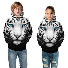 Boy Girl Fashion 3D Sweatshirt Children Black White Tiger Animal Design Harajuku Hoodies Kids Casual Pullovers With Pocket Tops 2024 - buy cheap