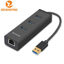 Zoweetek USB 3,0 концентратор 10/100/1000 Мбит/с 3 порта к RJ45 гигабитный Ethernet LAN проводной Wifi адаптер для Mac ноутбука ПК Macbook компьютер 2024 - купить недорого