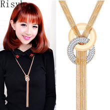 Risyh Boutique модное металлическое блестящее простое круглое длинное ожерелье с кисточкой Женская цепочка для свитера 2024 - купить недорого