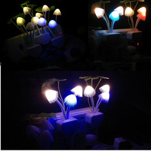 Novelty Mushroom Fungus Night Light EU Plug US Plug Light Sensor AC 220V 3 LED Colorful Mushroom Lamp Led Night Lights 2024 - buy cheap