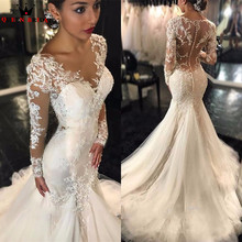 Luxury Wedding Dresses Mermaid Long Sleeve Lace Beading Sequins Sexy Long Bridal Wedding Gowns 2021 New Fashion Custom Size WD05 2024 - buy cheap