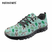 INSTANTARTS Casual Lady Lace Up Sneakers Cute Schnauzer Dog Printing Breathable Air Mesh Flat Shoes Leisure Light Walking Shoes 2024 - buy cheap