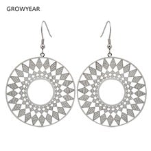 Women Fashion Jewelry Earring Big Stainless Steel Bijouterie Ethnic Geometric Dangle Earrings Round 2024 - buy cheap