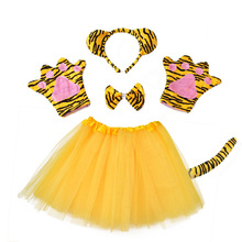 Kid  Animal Tiger Girl Cosplay Headband Tutu Skirt Tie Tail Set Kids Children birthday Party Props Costume Christmas Halloween 2024 - buy cheap