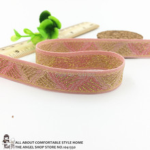 16MM Zakka handmade Accessories DIY Polyester Woven Jacquard Ribbon Pink With Glitter Geometric Pattern Webbing For Dog Collar 2024 - buy cheap