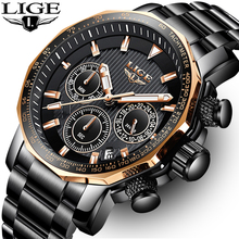 LIGE Mens Watch Top Brand Luxury Men Sport Chronograph Full Steel Large Dial Quartz Watch Men Waterproof Clock Relogio Masculino 2024 - buy cheap