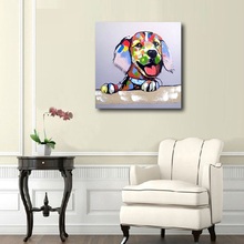 Pintura al óleo de perro para decoración de pared, pintura abstracta moderna sobre lienzo, arte moderno, AN-106 2024 - compra barato