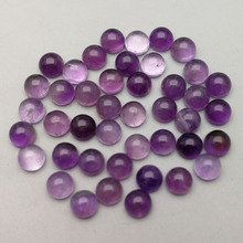 Fashion 6MM Natural Purple crystal Stone Beads charms round cab cabochon for jewelry necklace making 30Pcs/lot Free shipping 2024 - buy cheap