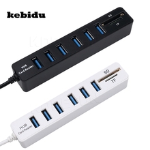 Kebidu-concentrador de puertos USB 2,0 de alta velocidad, Hub divisor Multi USB Combo 2 en 1 SD/lector de tarjetas TF para PC, ordenador portátil 2024 - compra barato