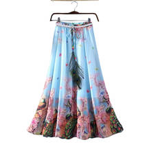 2017 Summer Bohemian Beach Long Skirt High Waist Chiffon Vintage Skirt National Wind Women Skirts Plus Size A Word Skirts FL501 2024 - buy cheap