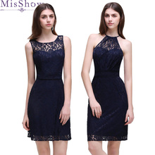 In Stock Navy Blue Short Lace Cocktail Dress 2019 Women Knee Length Gown Sexy Backless Cocktail Party Dresses Vestido Coquetel 2024 - buy cheap