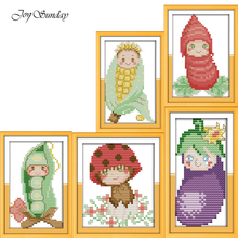 Joy Sunday Baby Vegetables Cross Stitch Patterns DMC Printed Cross Stitch Kits Cartoon DIY Handwork Embroidery Needlework Sets 2024 - buy cheap