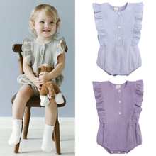 New Summer Baby Romper Newborn New Design Cotton linen Ruffle Romper girls Clothing Triangle Jumpsuits Thin Organic overalls 2024 - buy cheap