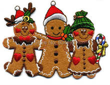 4.1" GINGERBREAD CHRISTMAS PALS Kids Children Felt EMBROIDERED Iron On Patch APPLIQUE badge clothes application wholesale 2024 - buy cheap