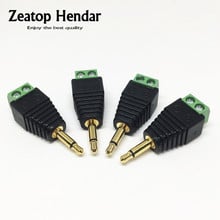 Balun vídeo av dourado 3.5mm 2 polos, conector de bloco terminal de 2 pinos mono macho para parafuso av 3.5mm macho, conector de plugue 2024 - compre barato