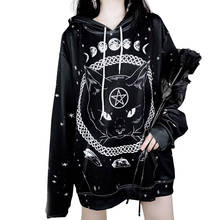 Dark night moon Cat women Hoodies 3D Print Long Sleeves Brand Streetwear Fashion Sweatshirts Animal Pullover 2024 - buy cheap