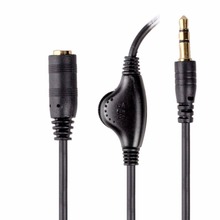 Cable de extensión de Audio macho a hembra de 3,5mm Cable de auriculares estéreo con Control de volumen de 3 pies (negro) 2024 - compra barato