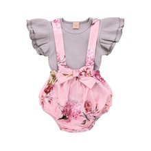 Newborn Baby Clothing Romper Jumpsuits For Girls Summer T-shirt+Print Shorts Pants overalls For kids Clothes Set 2024 - buy cheap