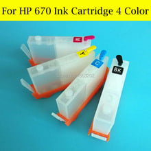 4 Color/Set HP670 Ink Cartridge For HP Deskjet 3525 5525 4615 4625 6525 Printer With For HP 670 XL Permanent Chip 2024 - buy cheap